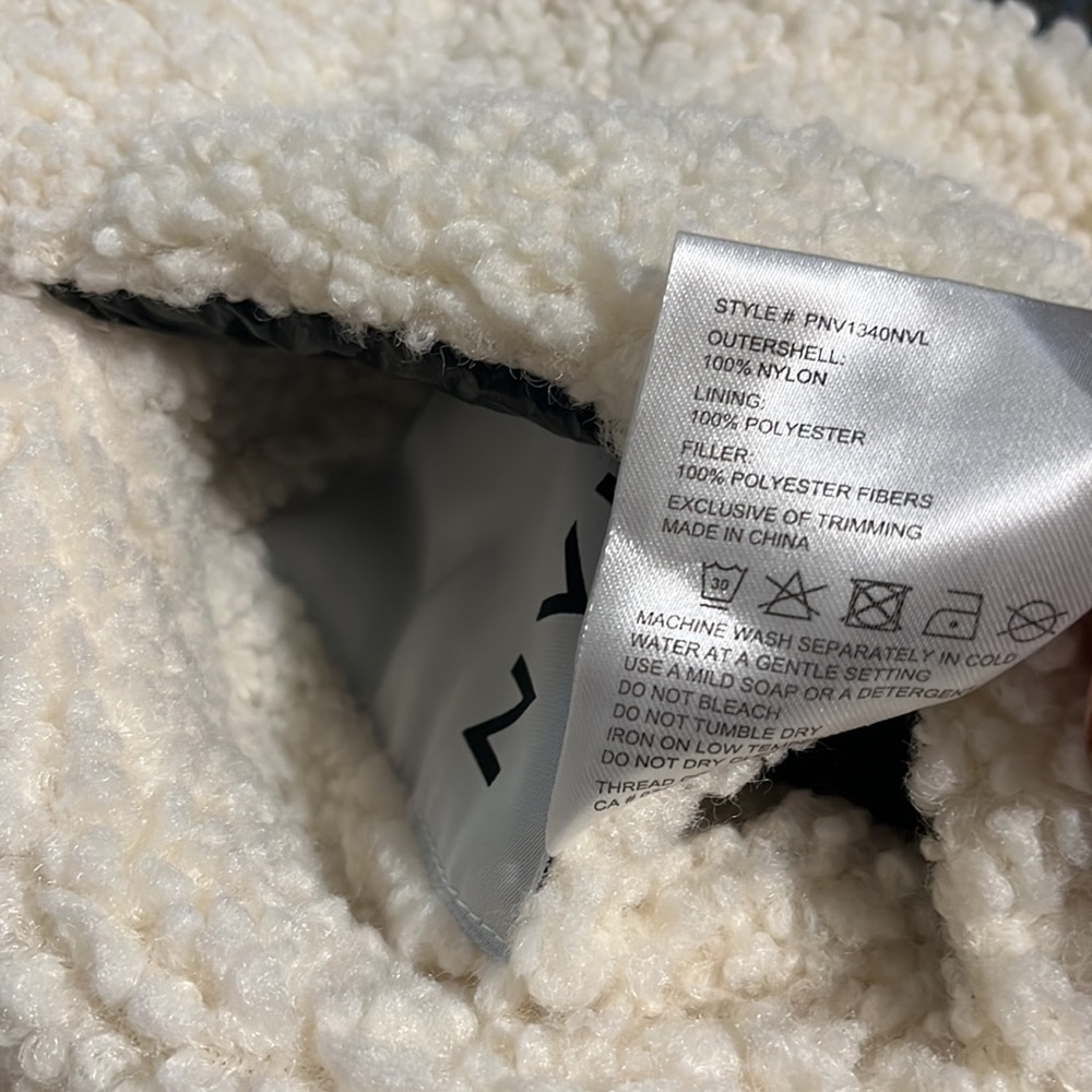 NVLT Reversible Faux Sherpa Puffer Coat, Available in Silver and Black - Picture 3 of 12